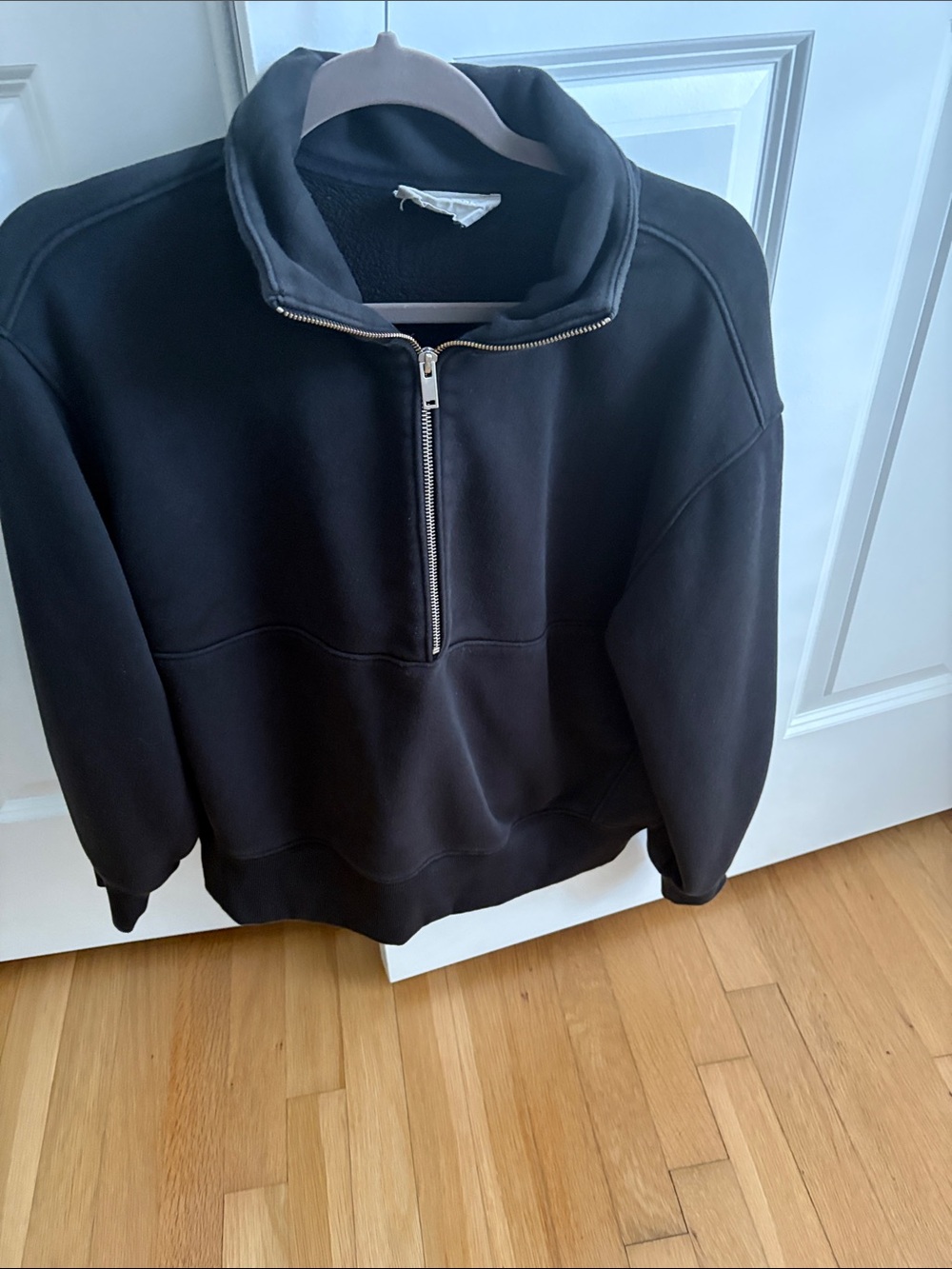 Everlane ReTrack Half-Zip Sweatshirt in black